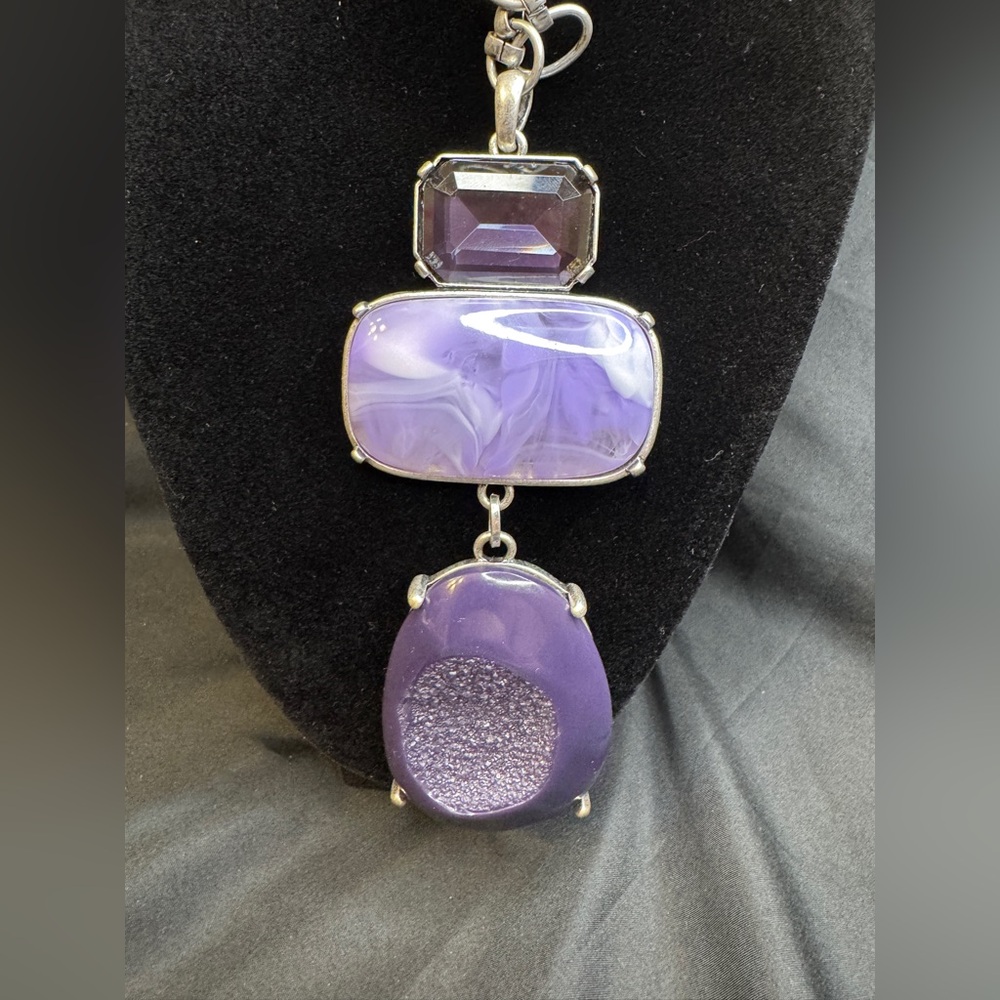 Chico’s Purple Stone and Silver Necklace - Picture 2 of 8